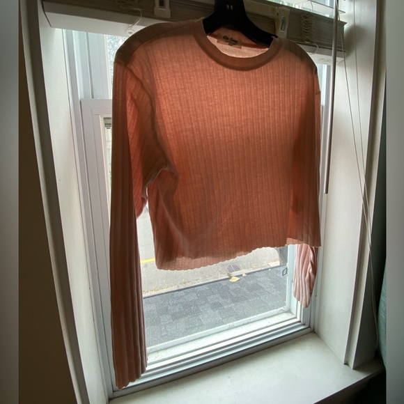 Pink ribbed long sleeve crop top - Picture 5 of 6